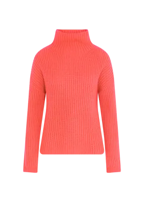 0039 ITALY LONA Turtleneck Sweater in Bright Coral 