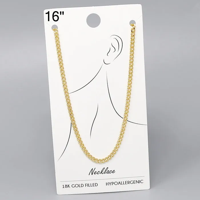 18K Gold Filled Curb Chain Necklace - 16