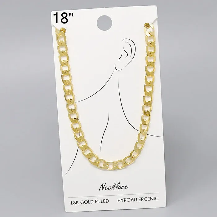 18K Gold Filled Curb Chain Necklace - 18