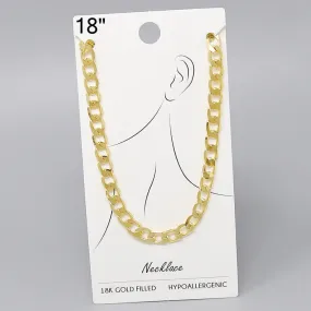 18K Gold Filled Curb Chain Necklace - 18