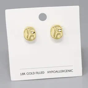 18K Gold Filled Hammered Metal Stud Earrings