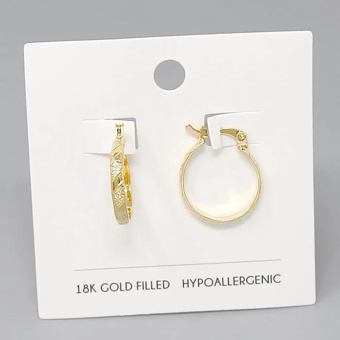 18K Gold Filled Textured Hoop Earrings