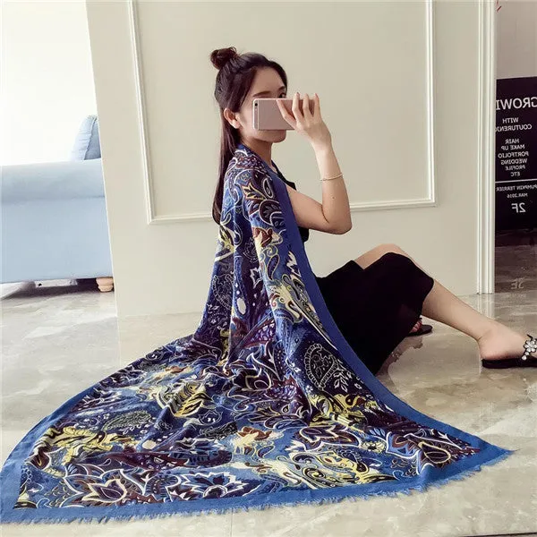 190cm*95cm Totem Painted Soft Long Wraps Shawl Scarves Women Scarf Cotton Shawls Scarves