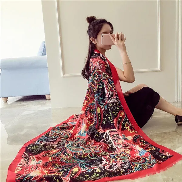 190cm*95cm Totem Painted Soft Long Wraps Shawl Scarves Women Scarf Cotton Shawls Scarves