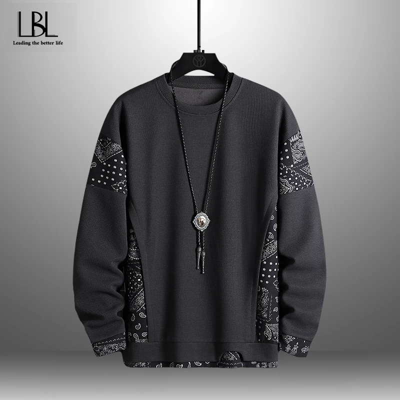 2022 New Fashion Casual Hoodie Male Sportswear Pullover Patchwork Autumn Hoodie