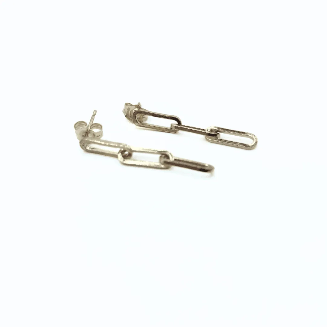 3 Link Paperclip Chain Gold-Filled Stud Earrings