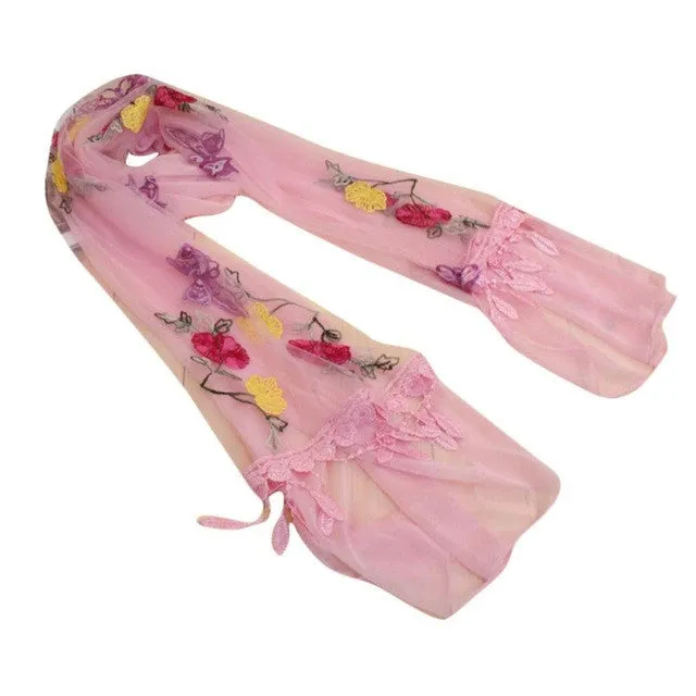 8 Colors  New Women's Scarves Embroidery Tassel Voile   Soft Warm Sacrf For Women Butterfly Shawl Wrap #1201 GS