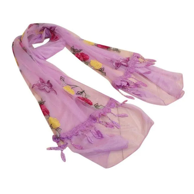 8 Colors  New Women's Scarves Embroidery Tassel Voile   Soft Warm Sacrf For Women Butterfly Shawl Wrap #1201 GS