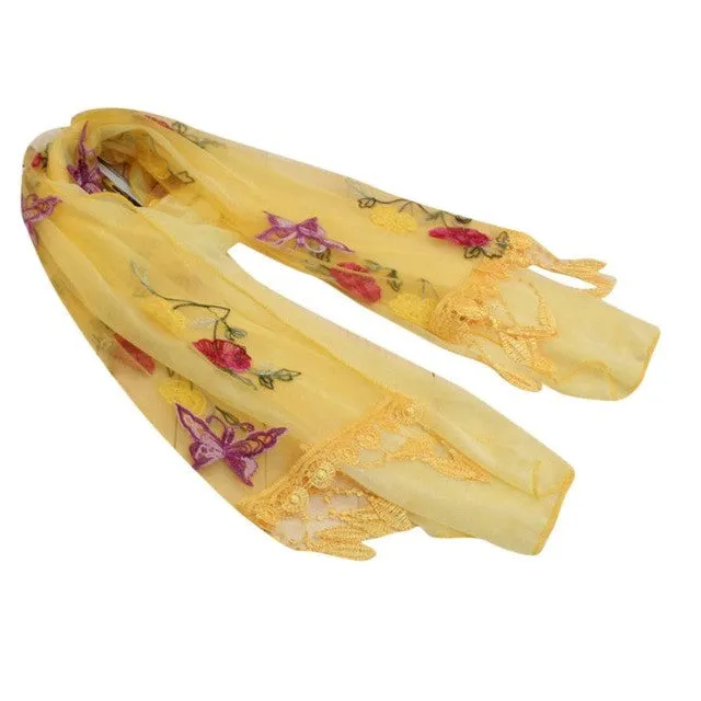 8 Colors  New Women's Scarves Embroidery Tassel Voile   Soft Warm Sacrf For Women Butterfly Shawl Wrap #1201 GS