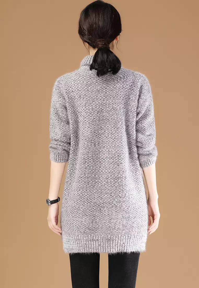 A-IN GIRLS Fashion High Neck Long Sweater