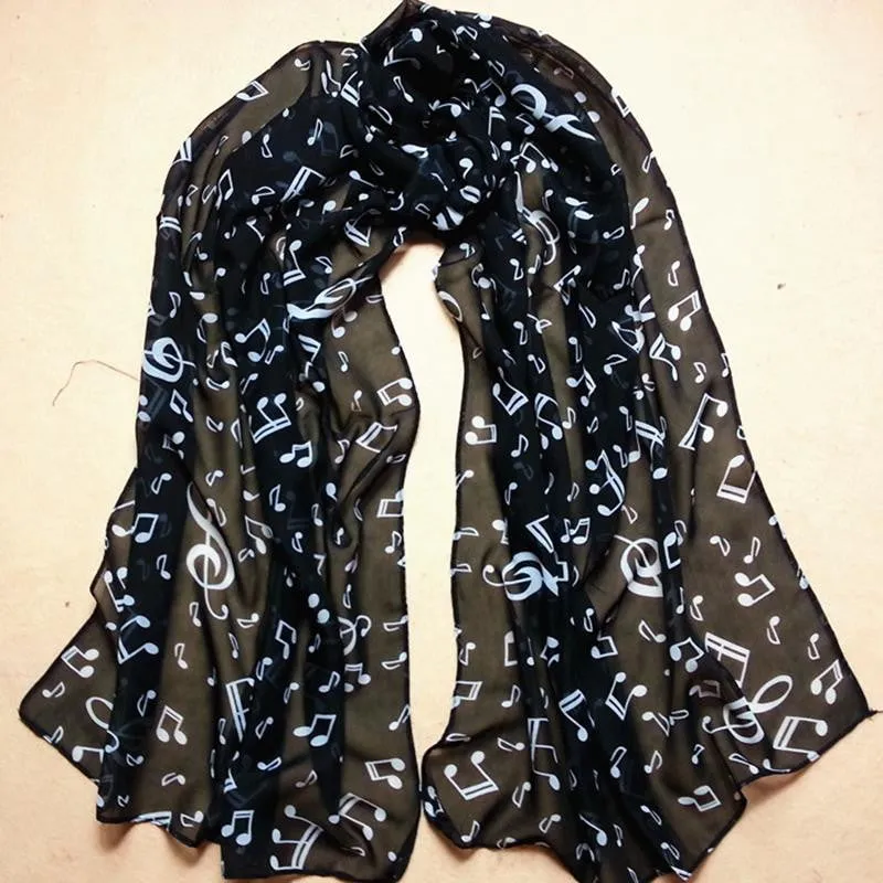 Accessories Lady Musical Note Chiffon Neck Scarf Shawl Muffler Scarves scarves auction