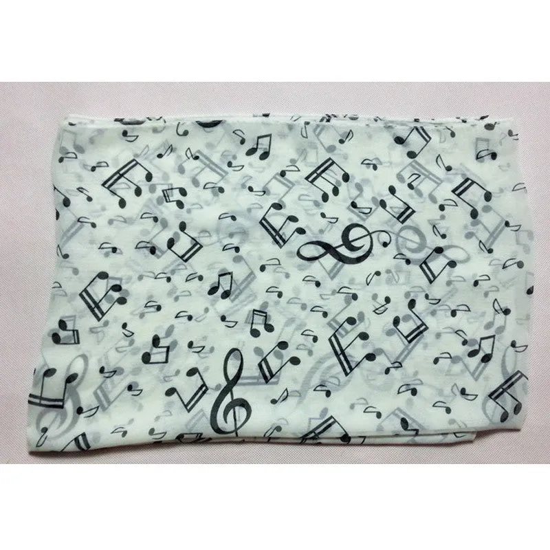 Accessories Lady Musical Note Chiffon Neck Scarf Shawl Muffler Scarves scarves auction