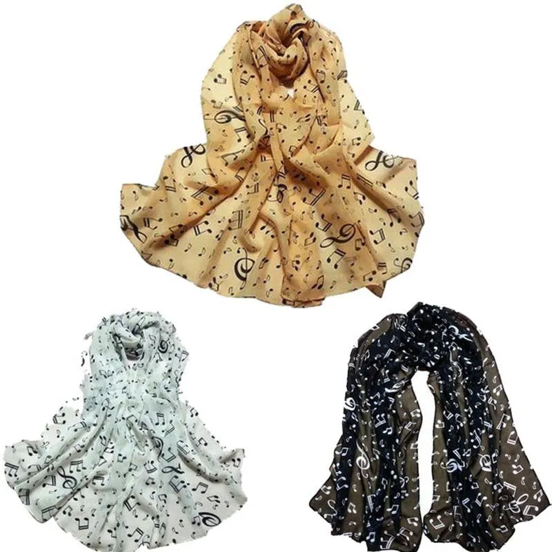 Accessories Lady Musical Note Chiffon Neck Scarf Shawl Muffler Scarves scarves auction