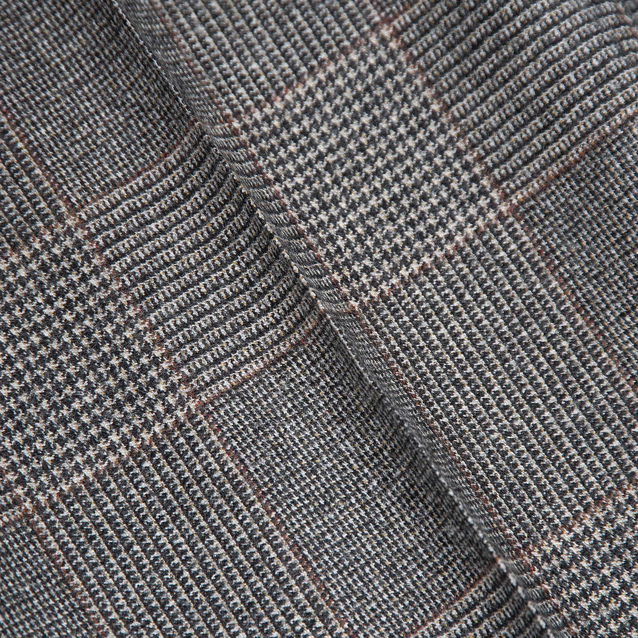 Alain Pleated Chino high wool and cashmere flannel Prince of Wales (anthracite and brown)