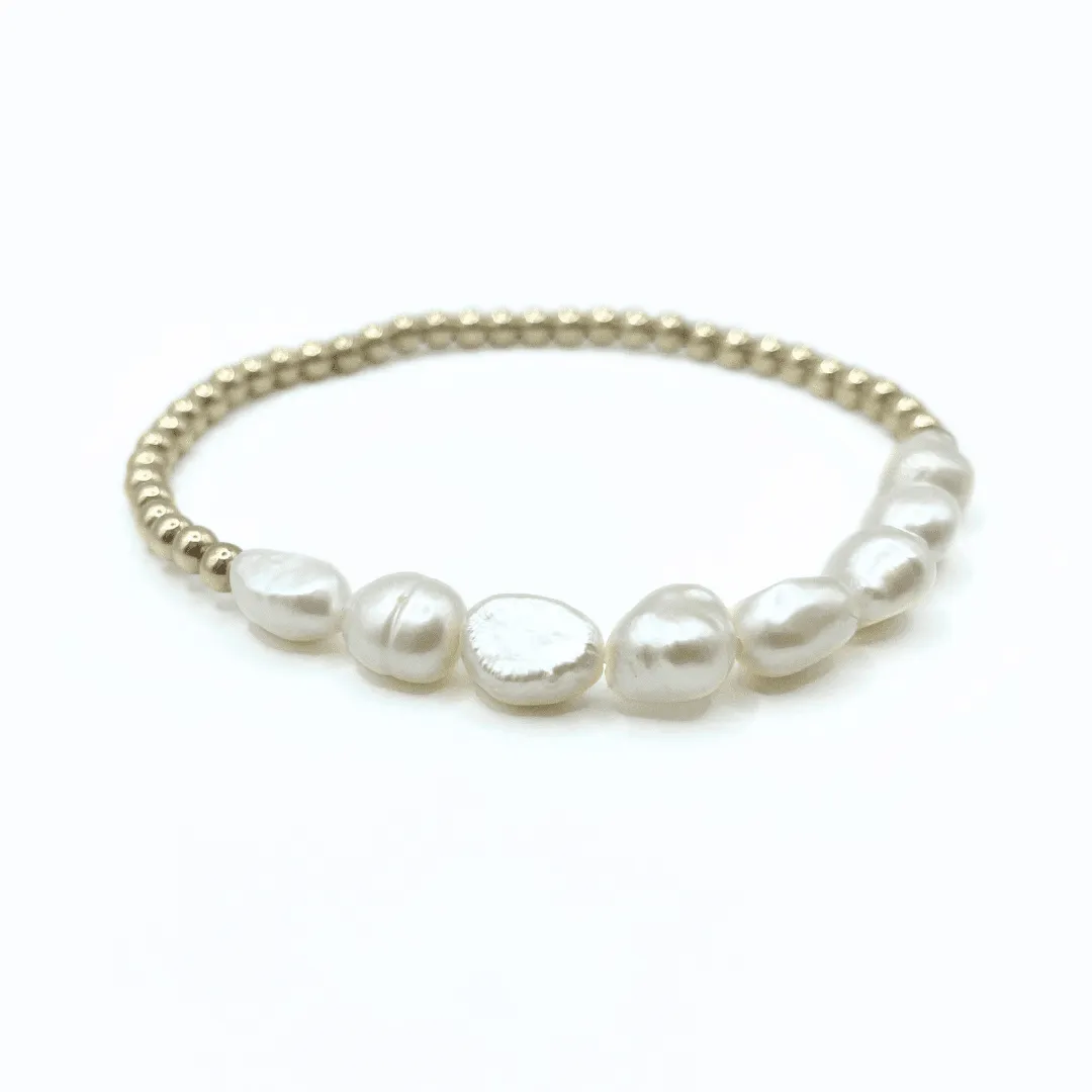 Baroque Row Pearl Bracelet in 14k Gold-Filled