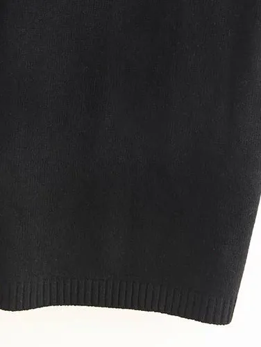 Black Ribbed Front Pocket Long Sweater Winter Coat