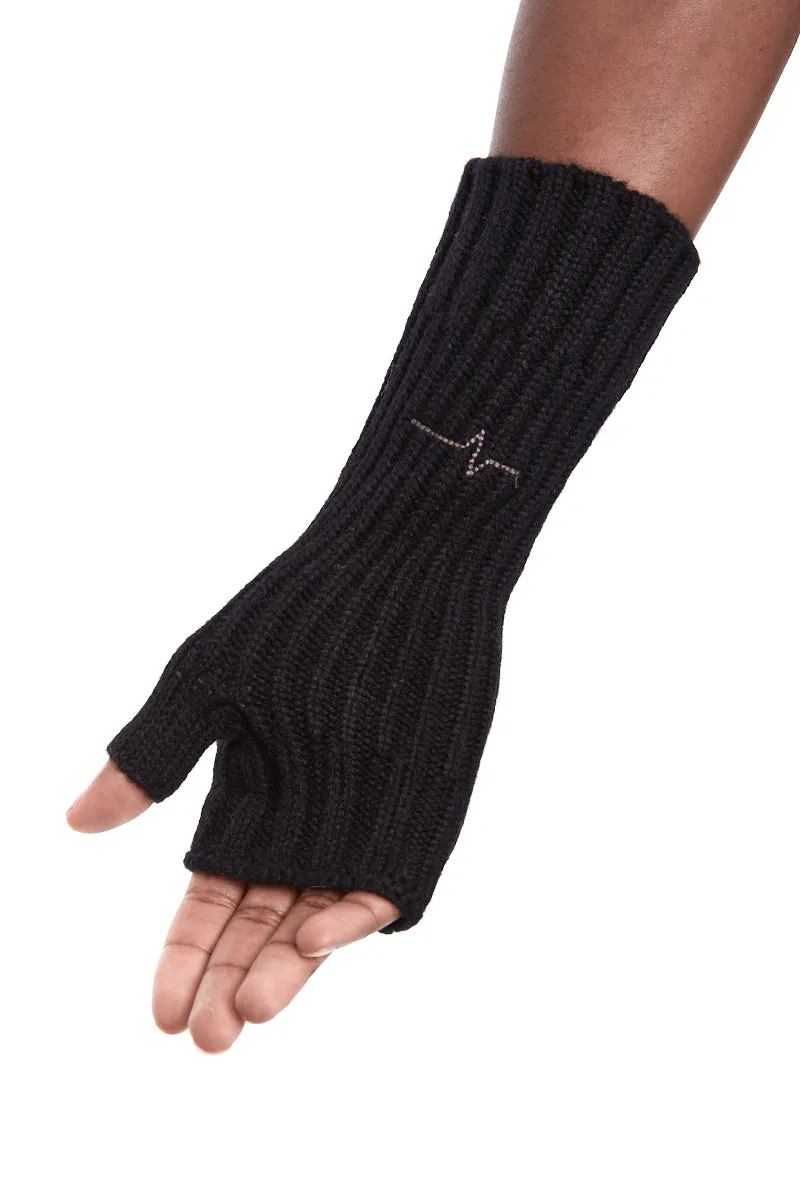 BLACK STITCHING WOOL GLOVES