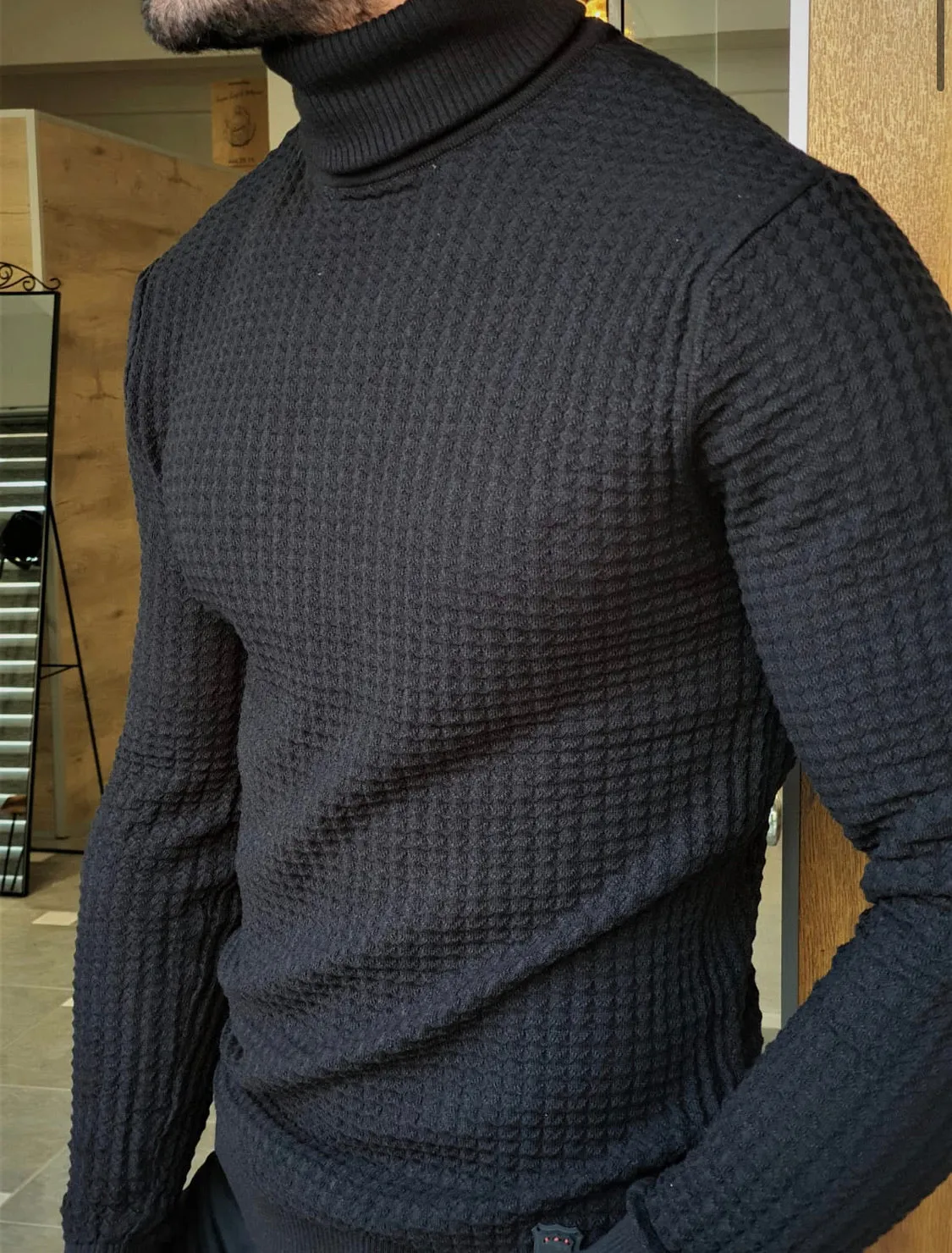 Bloom Black Slim Fit Turtleneck Sweater