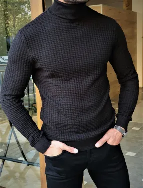 Bloom Black Slim Fit Turtleneck Sweater