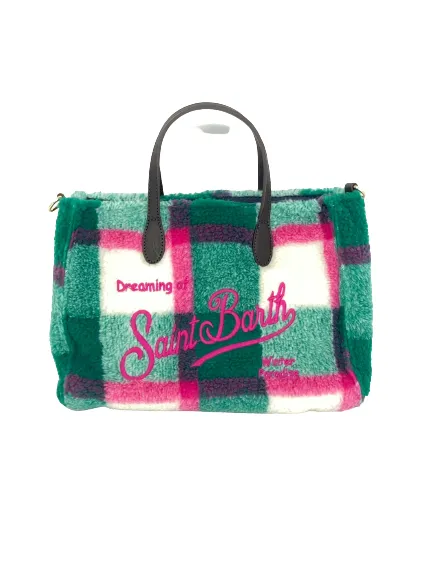 BORSETTA TEDDY FANTASIA CHECK VERDE/FUCSIA