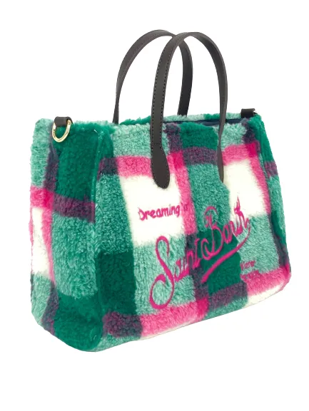 BORSETTA TEDDY FANTASIA CHECK VERDE/FUCSIA