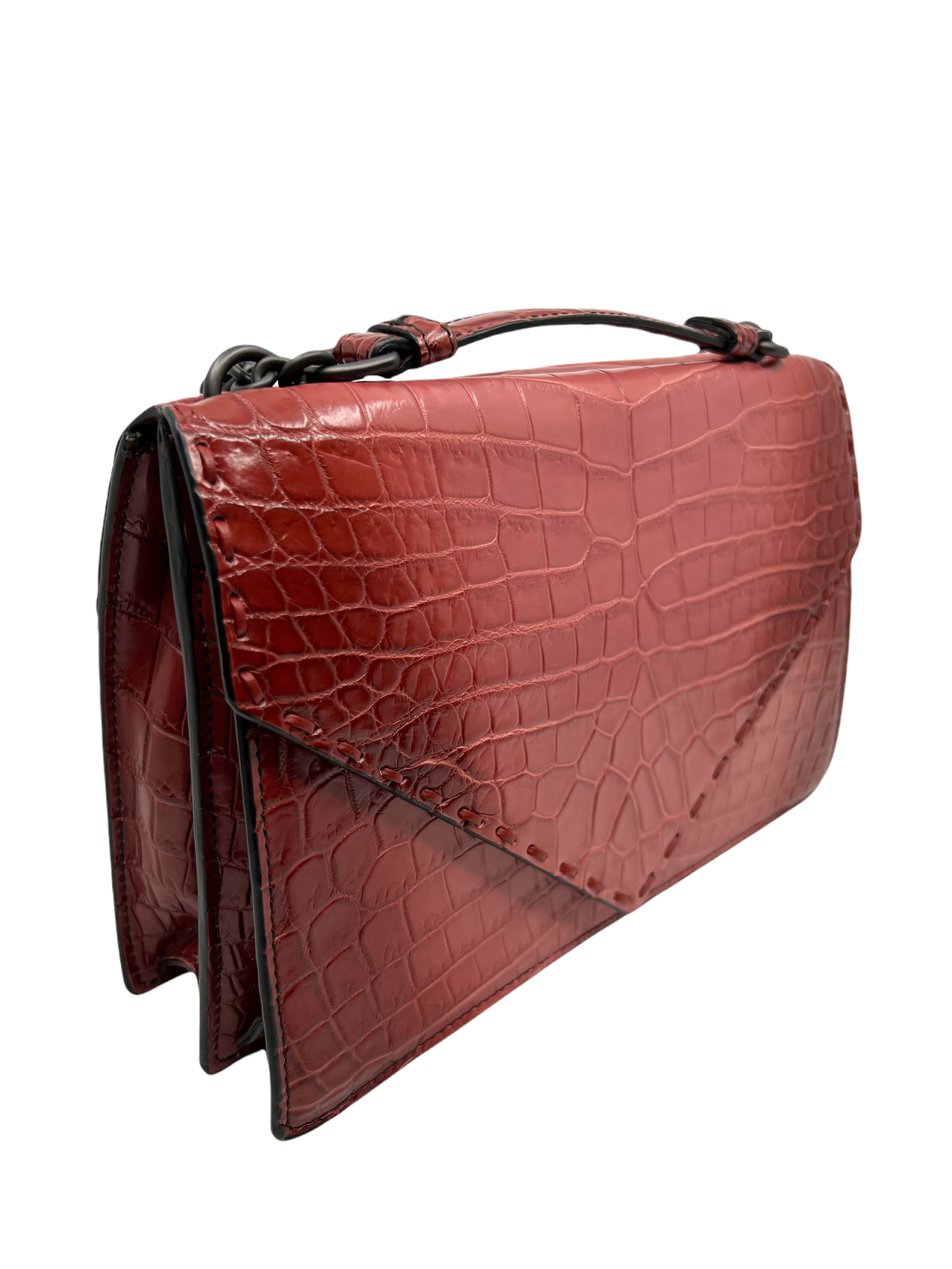 Bottega Veneta Crocodile Piano Shoulder Bag NWT