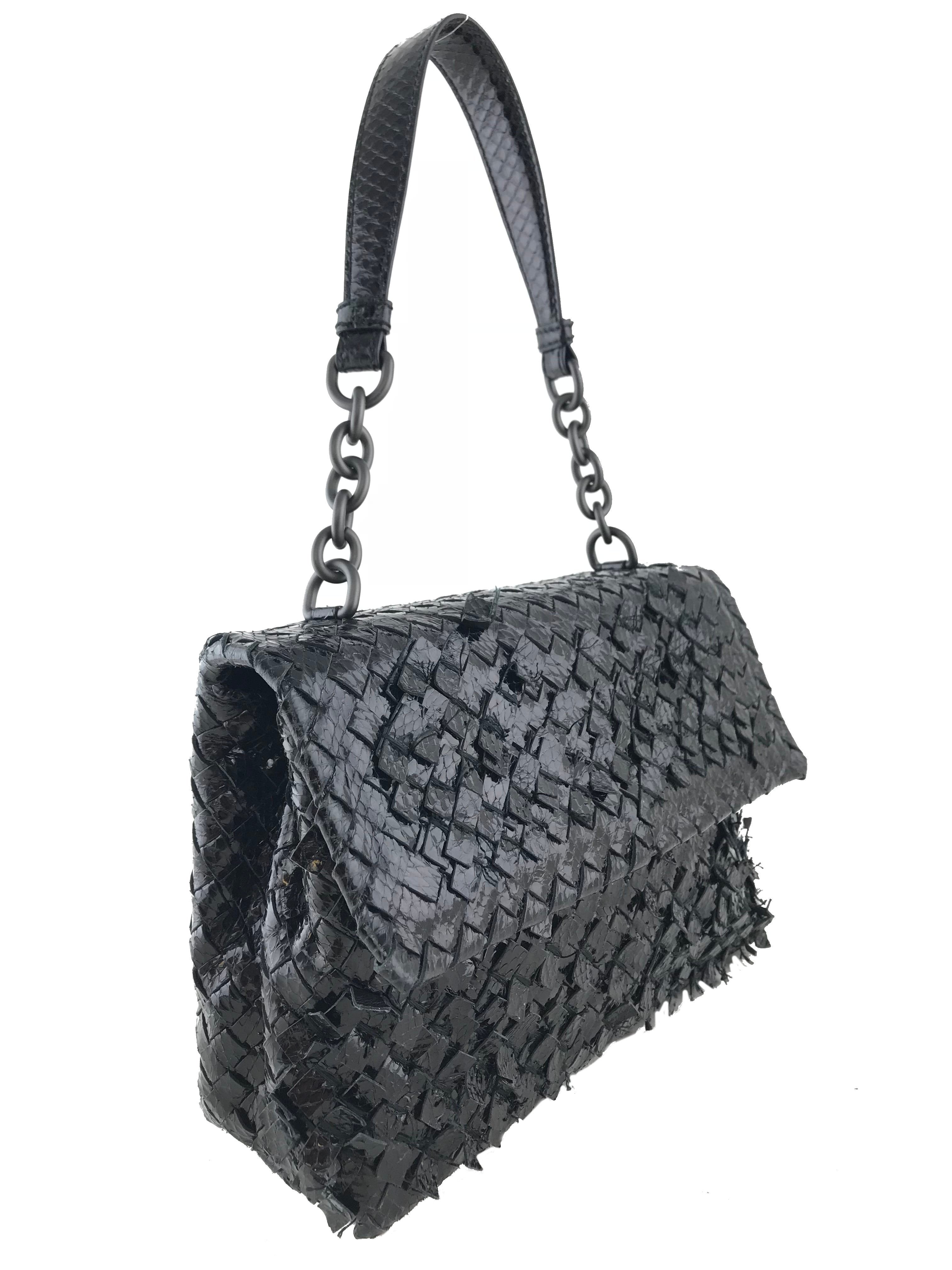 Bottega Veneta Olimpia Small Snakeskin Intrecciato Shoulder Bag