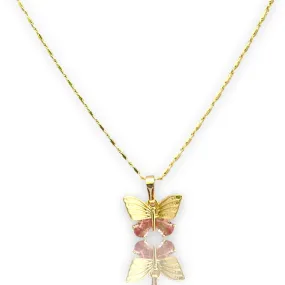 Butterfly pink gold-filled chain necklace