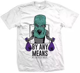 By Any Means - New Emerald/Purple on White T-Shirt