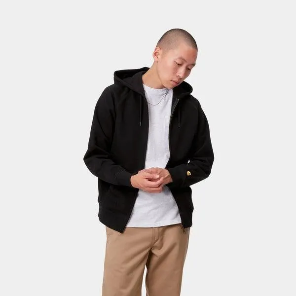 Carhartt WIP Hooded Chase Fleece Jacket Black - Gold