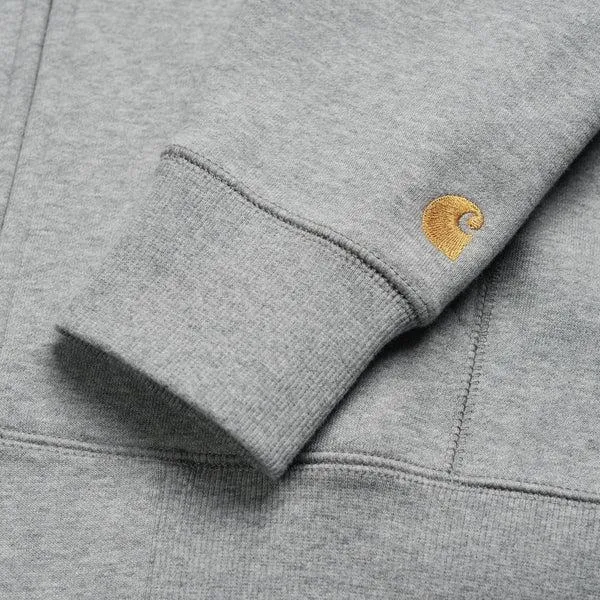 Carhartt WIP Hooded Chase Fleece Jacket Grey Heather - Gold