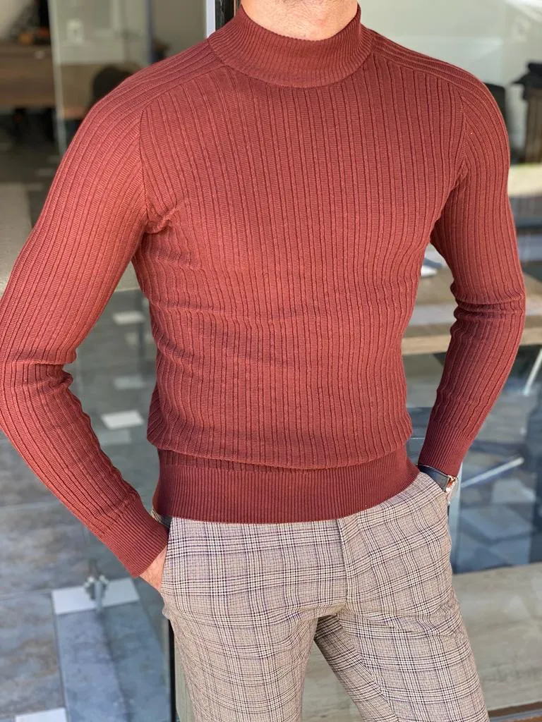 Casani Brown Mock Turtleneck Sweater