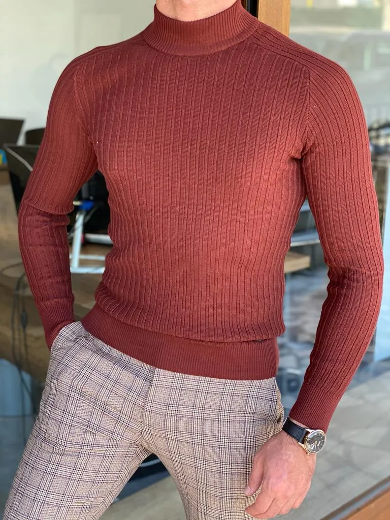 Casani Brown Mock Turtleneck Sweater