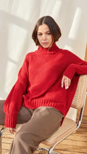 Charli MARGOT Turtleneck Sweater in Apple Red 