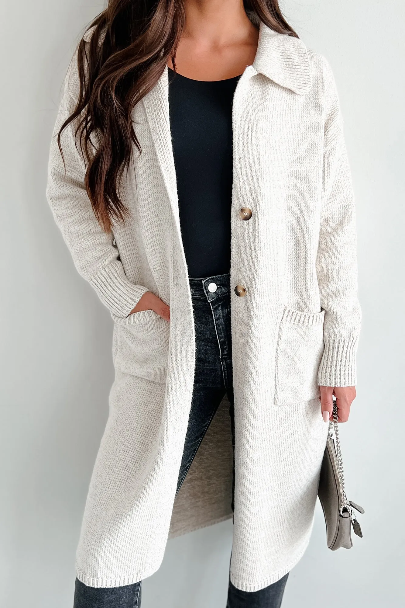 Cozy Winters Long Sweater Cardigan (Oatmeal)