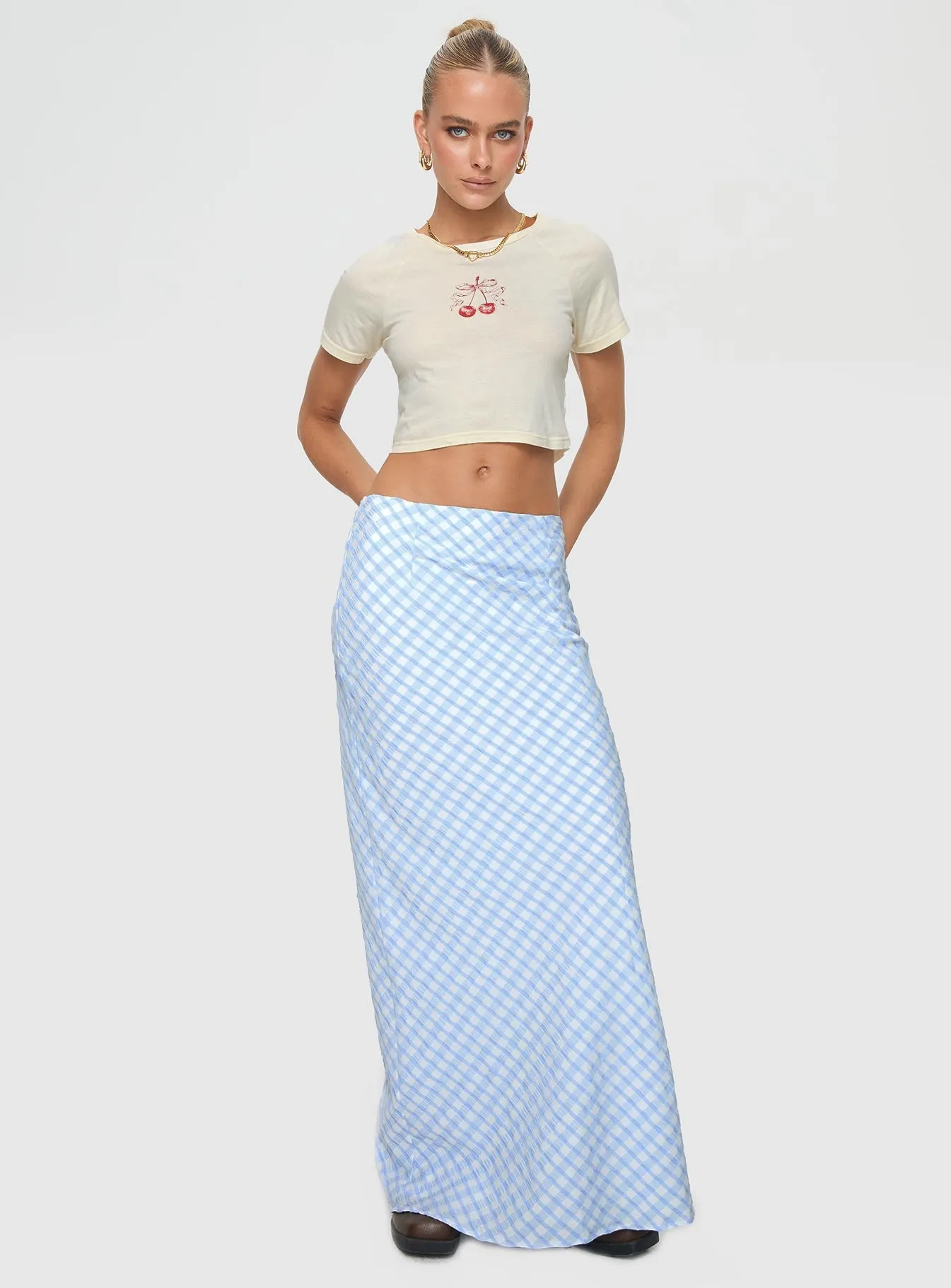 Dont Touch Maxi Skirt Blue Gingham