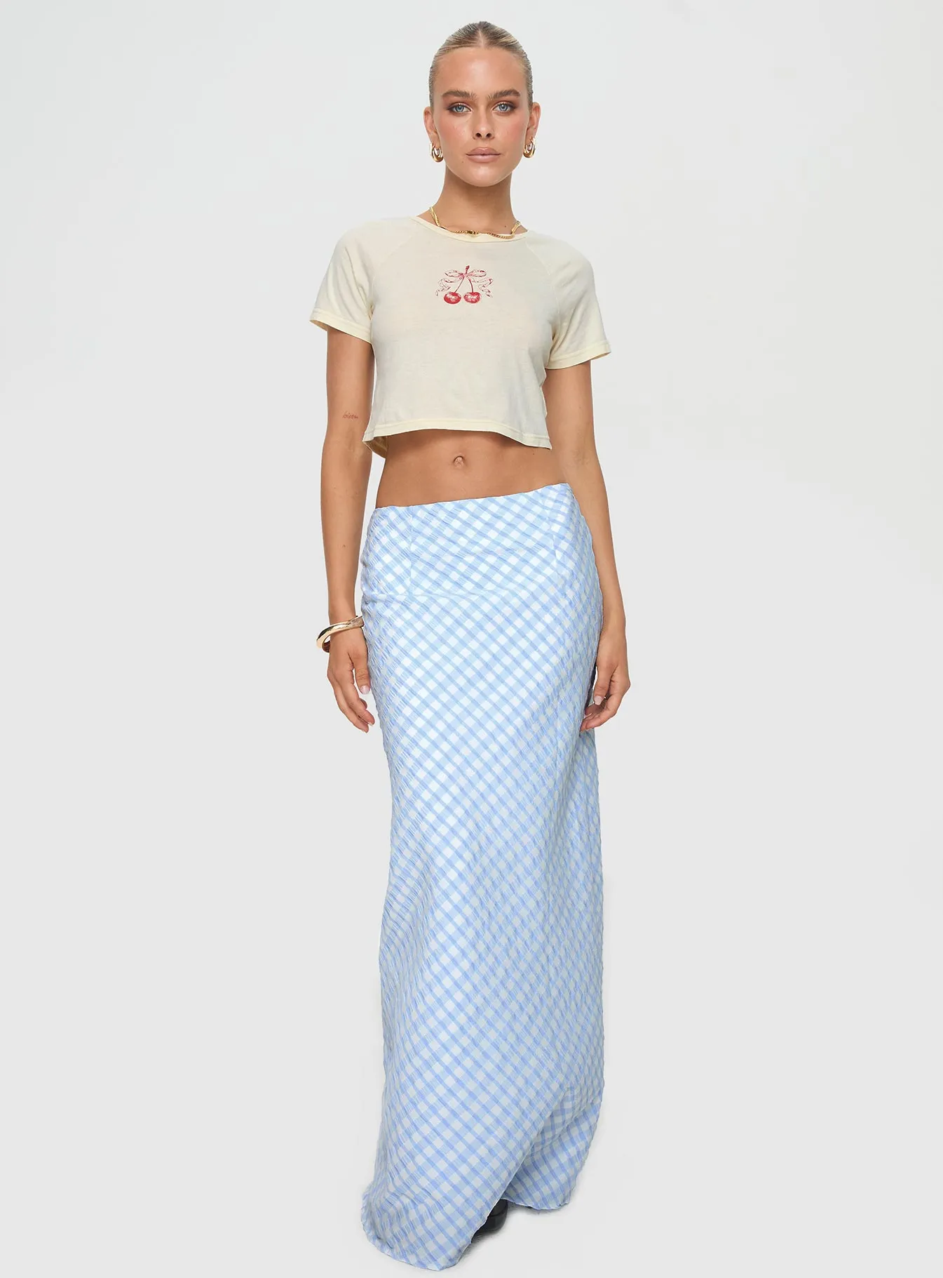 Dont Touch Maxi Skirt Blue Gingham