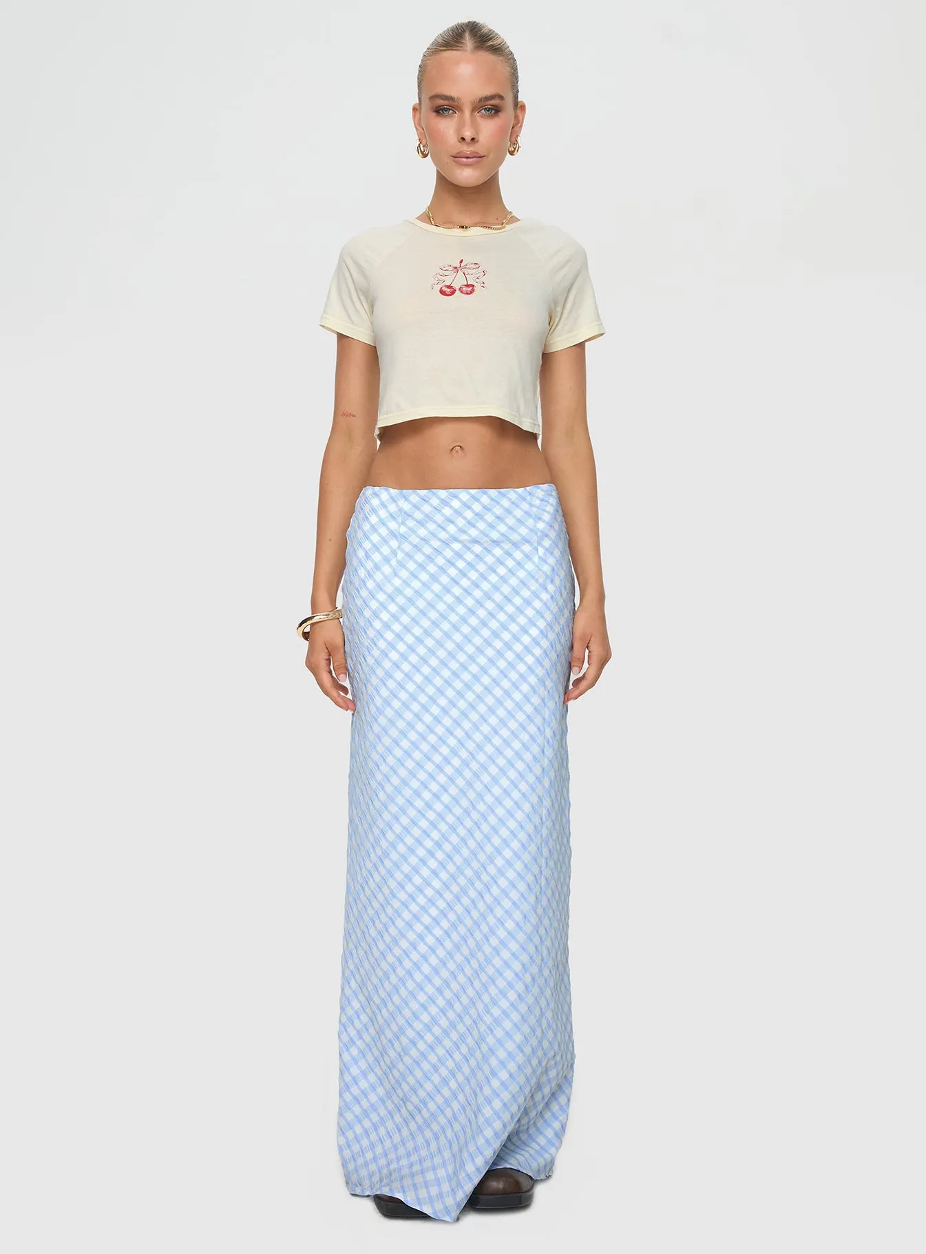 Dont Touch Maxi Skirt Blue Gingham