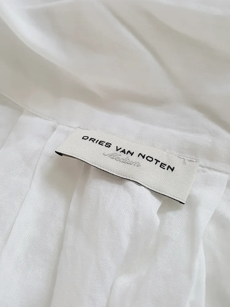 Dries Van Noten white poet blouse with long scarf collar