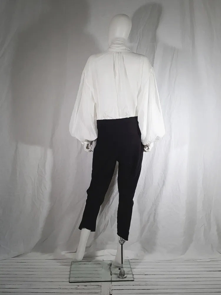 Dries Van Noten white poet blouse with long scarf collar