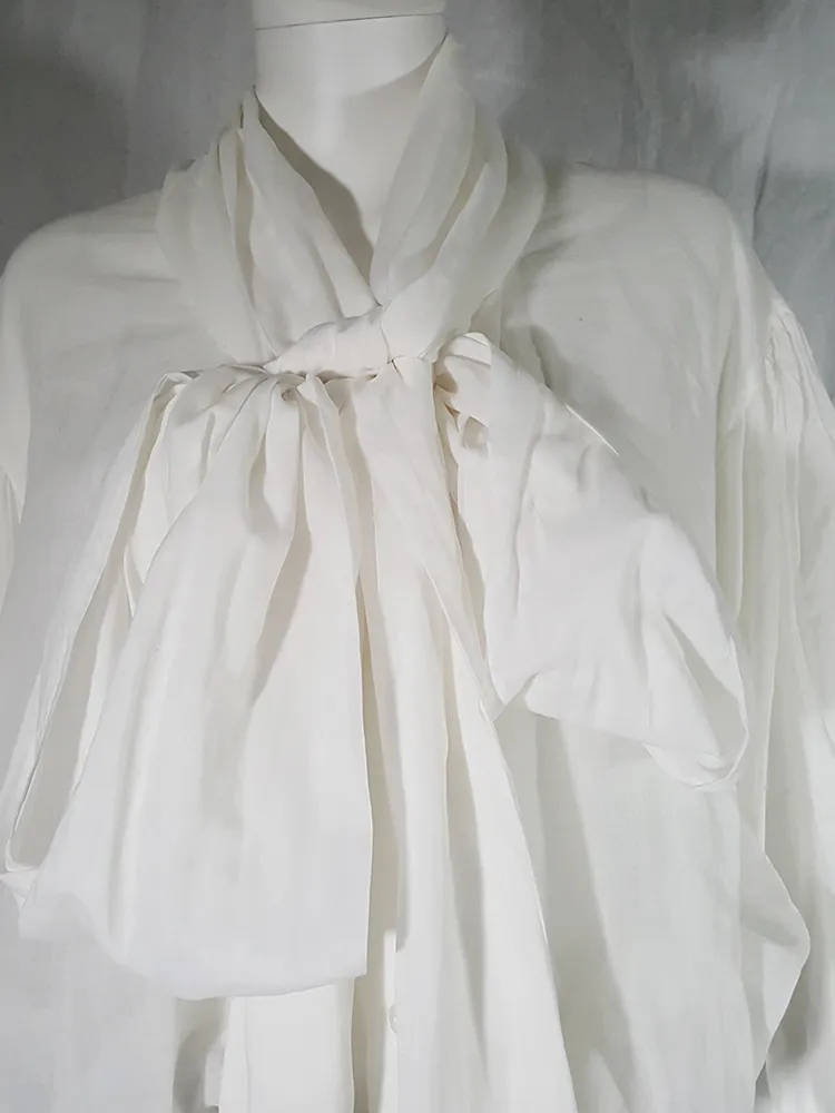 Dries Van Noten white poet blouse with long scarf collar