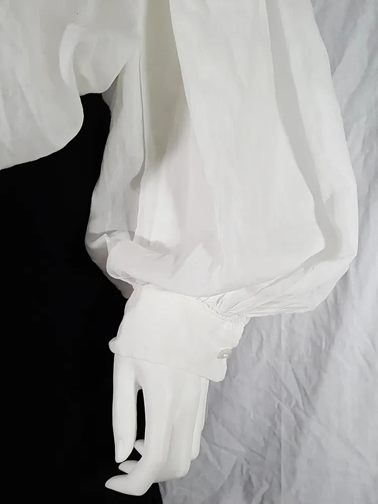 Dries Van Noten white poet blouse with long scarf collar