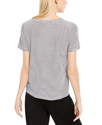 Eileen Fisher Women's Striped Crewneck Top White Size Large