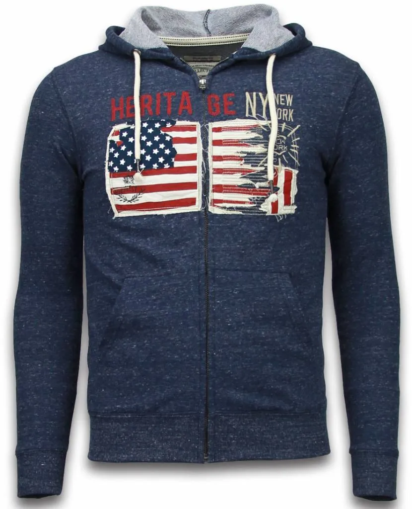 Enos Casual Hoodie - Embroidery American Heritage - Blue