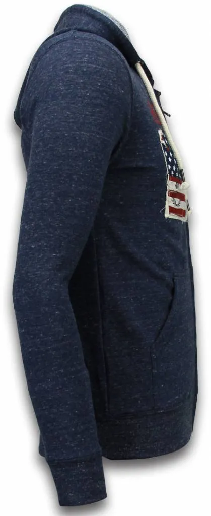 Enos Casual Hoodie - Embroidery American Heritage - Blue