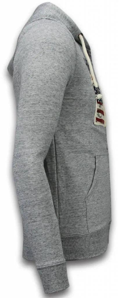 Enos Casual Hoodie - Embroidery American Heritage - Grey