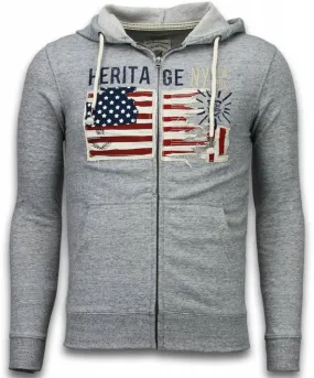 Enos Casual Hoodie - Embroidery American Heritage - Grey