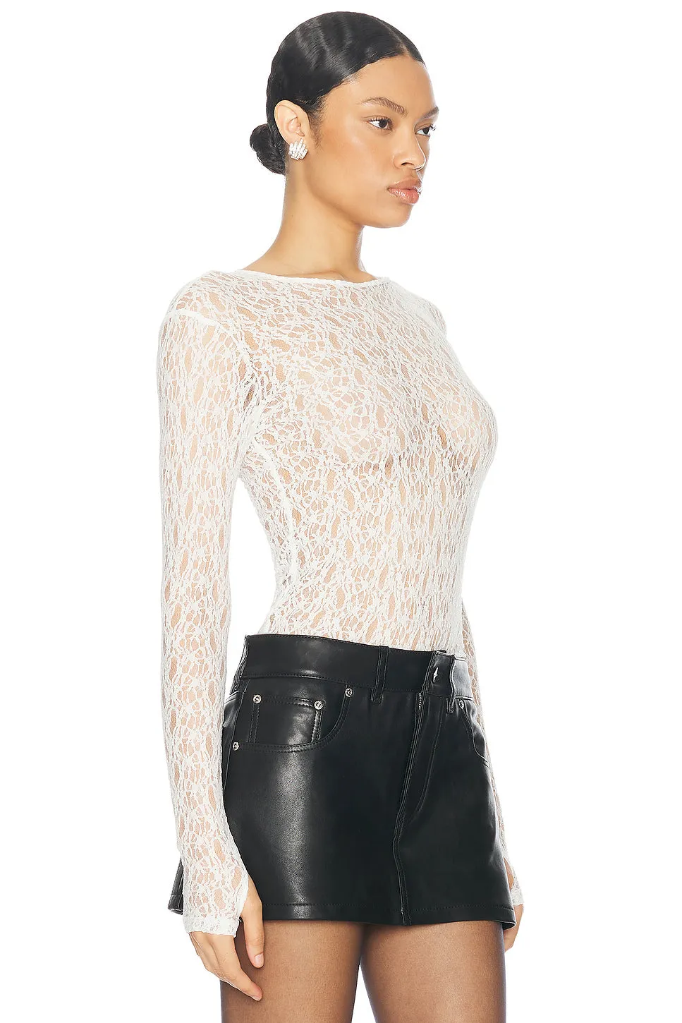 Enza Costa Lace Longsleeve Crewneck Top