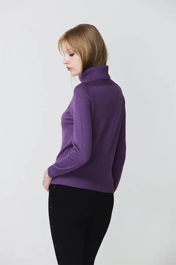 Escorpion BASIC PURPLE TURTLENECK SWEATER