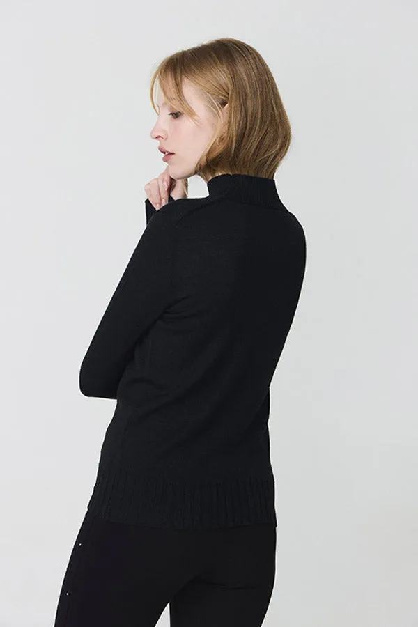 Escorpion BASIC WIDE RIB BLACK TURTLENECK SWEATER